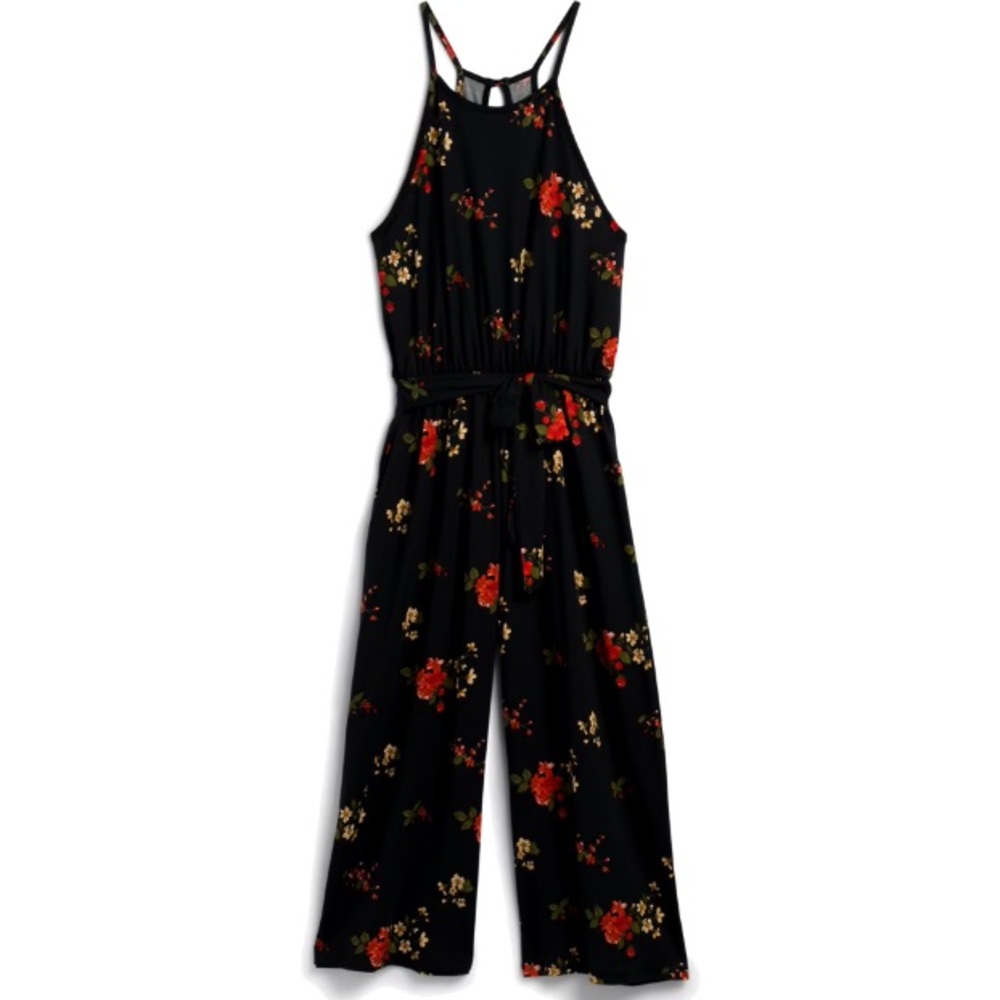 French Grey knit cropped floral jumpsuit XXL